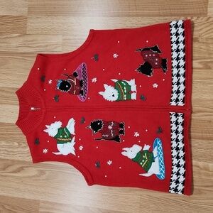 Designers Originals vintage Ugly Christmas Holiday Sweater Vest - Large scottie